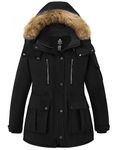 Wantdo Women's Plus Size Winter Puffer Coat Warm Parka Jacket with Fur Removable Hood Black 5X