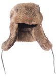 HEIZZI Rabbit Fur Russian Winter Hat for Men Bomber Trapper Mad Bomber Hat Windproof Outdoor, Natural Siena, Medium