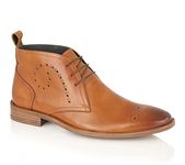 Silver Street London Mens Pembroke Leather Lace up Brogue Desert Boot, Tan, 9 UK