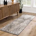 Hauteloom Minoa Hallway, Kitchen Runner Rug - Traditional - Beige, Black, Charcoal - 2'7" x 7'3"