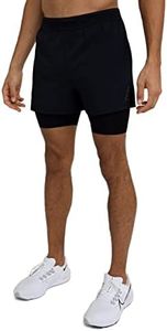 TCA Men's Flyweight 2 in 1 Lightweight Running/Gym Shorts with Pockets - Black Stealth, X-Large