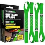 Rhino USA Soft Loop Motorcycle Tie-Down Straps (4PK) - 10,427lb Max Break Strength 1.7" x 17" Heavy-Duty Tie Downs for use w/Ratchet Strap (Green 4-Pack.)