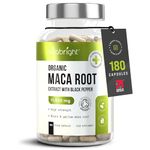 Black Maca Root Capsules for Women & Men, 180 (2 a day) Maca Root Extract Equal to 11,000mg Pure Organic Maca Root Powder, Yellow & Black Maca Complex + Black Pepper for Better Absorption - VitaBright