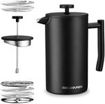 Belwares French Press Coffee Maker - Stainless Steel Coffee Press - Insulated French Coffee Press, Metal French Press Coffee Maker