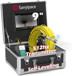 Sewer Camera 20M/65FT, Drain Inspection Camera with 512hz Transmitter, 9 inch Pipe Borescope HD with Image Self-leveling, Professional Snake Cam Endoscope for Drainage Duct Include 32GB TF Card