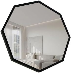 Bathroom Mirror for Metal Frame Wall, Wall Decoration Mirror,Octagonal Mirror, Matte Black Bathroom Vanity Mirror Farmhouse (Black, 16)