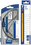 Staedtler HB Pencil with Eraser Tip - Pack of 12 (Yellow) 550 60 S8 Geometry Set