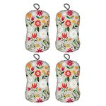 MU kitchen | Sponge for Dishes and Household Cleaning | Quick-Drying Microfiber Print and a Durable Non-Scratch Scrub Pad for Pots and Pans | Machine Washable and Reusable | Set of 4 | Retro Floral