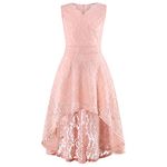 Girl Dress Sleeveless Sweet & Cute Flared V Neck Vintage Flower Girl Dress Casual Girls Party Dress(I-Pink,13-14Y)