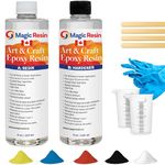 Epoxy Resin Kit for Art & Craft | 16oz (473ml) | UV Resistant | Clear Epoxy Resin | Jewelry, Earrings, Coasters, Casting, Molding, Crafting & more | Includes 2 pairs of gloves, 2 cups, 4 sticks & mica