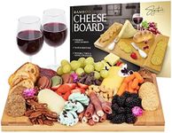 Signature Living Large Bamboo Cheese Board Charcuterie Board (16" x 10" x 1.2") Beautiful Serving Platter for Cheese, Crackers, Meat, Fruit - Durable Wooden Charcuterie Serving Board