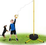 Tetherball Ball and Rope, Tetherball Set with Sturdy Base and Pole, Adjustable Tether Ball Pole for Playground, Outside Ball Games Sports for Kids & Adults