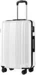 Coolife Luggage Suitcase PC+ABS with TSA Lock Spinner Carry on Hardshell Lightweight 20in 24in 28in(white, L(28IN))