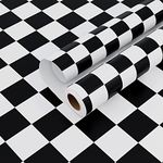 VaryPaper Black and White Wallpaper Checked Contact Paper Peel and Stick Kitchen Cupboard Stickers Washable Sticky Back Plastic Vinyl Wrap for Furniture Removable Self-Adhesive Living Room 40cm×2m