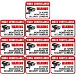 (10 Pack) 24 Hour Video Surveillance Sign, 2½x3½" 4 Mil Sleek Vinyl Decal Stickers Weather Resistant Long Lasting UV Protected and Waterproof (Video Surveillance Sign)