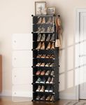 Owme 5-Door Shoe Rack for Home Plastic, Portable Shoe Rack with Dustproof Door for Heels/Slippers/Boots, DIY Multi-Purpose Shoe Rack Organizer, Shoe Storage Cabinet for Entryway - Black