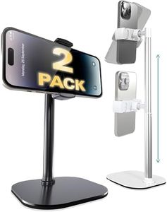 Cooper ChatStand 2-Pack - Height Adjustable Cell Phone Stand for Desk | Rotating, Tilting, 9-14" Telescoping Eye-Level View Cell Phone Holder for Desk (Night Black/Frost White, 2pc)
