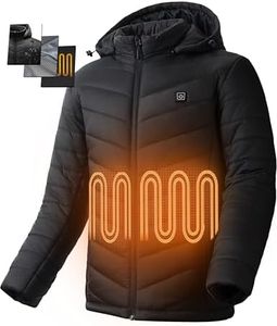 YHQ Heated Jacket with 12V 20000mAh Battery Pack, 6 Heating Zones, Heated Jackets for Men Ideal for Winter Cycling, Skiing, Camping and Fishing M Black