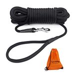 lynxking Check Cord Dog Leash Long Lead Training Tracking Line Comfortable Handle Heavy Duty Puppy Rope 10ft 15ft 30ft 50ft for Small Medium Large Dog (Black, 3/8 inch * 30foot)