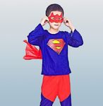 ULTIMATE LOOKS Hosiery Fabric Superman Avenger Superhero Costume For Kids Halloween Dress Fancydress Birthday Gift | Cosplay Bodysuit for Boys and Girls (7-8 Years), superman dress