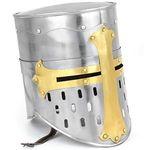 Nagina International Swaggersoul Medieval Templar Crusader Knight Armor Helmet | Greek Roman Spartan Armour | Wearable Free-Size for Adult Halloween Costumes (Swagger Soul) Silver