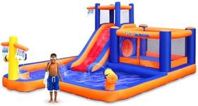 Blast Zone Pirate Blaster - Inflatable Water Slide with Blower - Large - Slide - Climbing Wall - Bounce House - Tunnel