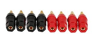 SS ROBOTICS Pair Banana Connector,Gold-Plated Banana Sockets For Speaker Terminal Binding Post, Terminal Binding Post Practical 5cm Length for Sound Console (4Set (Black & Red))