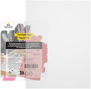 Tritart Lot de 20 feuilles de papier transparent imprimable blanc format A2 - Papier calque parchemin à imprimer - 100 g/m² - Feuilles de papier architecte transparent