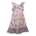 Bonnie Jean Girl's Sundress - Spring Summer Dresses for Baby, Toddler, and Little Girls, Blue Pink Ivory, 6