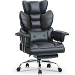 Racingreat Executive Office Chair Desk Chair, Computer Leather PU Recliner, Ergonomic Office Chair with Footrest, Heavy Duty for Home Office, High Back Swivel Chair-Black