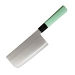 Machado High Carbon Stainless Steel Japanese Hitohira Nakiri Meat Butcher Knife with Octagonal Green Handle (Pack of 1)