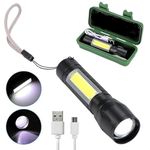 KISUASHI Rechargeable Small Pocket Size Aluminum LED Flashlight Mini Portable Torch,with 3 Adjustable Modes Flashlight with Hanging Rope,Waterproof Torch with Pen Clip for Camping,Emergency Light.