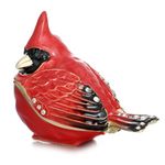 Vie jeune Hand Painted Enamel Cardinal Trinket Box, Hinged Unique Mini Ring Necklace Jewelry Organizer, Classical Bejeweled Storage, Figurine Collectible Keepsake Home Decor (Cardinal)