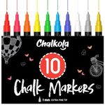 Liquid Chalk Markers (10 Pack) with Gold & Silver - Extra Fine Tip Dry Erase Marker Pens for Blackboard, Windows, Chalkboard Signs, Bistro - 1mm Extra Fine Tip