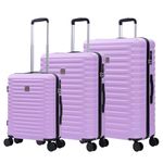 Rocklands Cabin Medium Large Suitcase Luggage Set Hard Shell Lightweight 4 Dual Spinner Wheels Trolley Suitcase Carry On Check in Luggage TSA Lock (Purple, 3 Pcs Set (20"+24"+28")