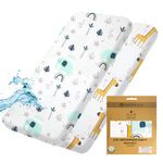 Lilly B. Organic Cotton GOTS 2in1 Pack of 2 Waterproof Crib Sheets, Used Instead of Cot Mattress Protector Compatible with, Snuzpod and All Bedside Cribs, Mini Cribs up to 120x60cm (Jungle)