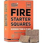 Grill Trade Fire Starter Squares 144, Easy Burn Your BBQ Grill, Camping Fire, Wood Stove, Smoker Pellets, Lump Charcoal, Fireplace - Fire Cubes are The Best Barbeque Accessories - 100% All Natural