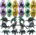 Liberty Imports 12 Pack Deluxe 3D Action Figures Realistic Figurine Puzzles in Jurassic Hatching Eggs | Ideal Kids Toy Party Favors Bulk Supplies (Dinosaurs)