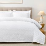 Hansleep White Quilt King Size - Nested Square Pattern Ultrasonic All Season Bedspread King, Soft Lightweight Coverlet Bedding Set, 3 Pieces (1 Quilt, 2 Pillow Shams)