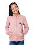 Alan Jones Clothing Solid Cotton Girls Hooded Regular Sweatshirt (Dust Pink_11-12 Years)