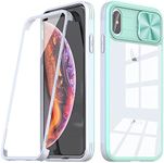 Asuwish Phone Case for iPhone Xs X 10 10s with Built in Screen Protector and Camera Cover Slide 360 Full Body Protection Slim Clear Bumper Cell iPhoneX iPhoneXs iPhone10 i PhoneX SX 10x 10xs X’s Green