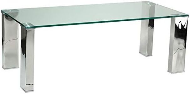 Cortesi Home Isaak Contemporary Glass Coffee Table with Chrome Finish