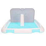 Dog Potty Tray, Puppy Training Toilet Tray Pet Training Pad Holder, Cat Potty Fence Dog Scheduled Urination Potty Tray Puppy Training Pads Dog Litter Box for Small and Medium Dogs(Blue)