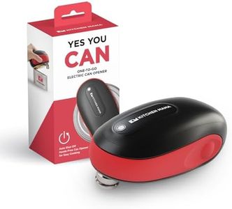 Kitchen Mama One-to-Go Electric Can Opener with Auto Shut-Off: Open Cans with Only One Push of A Button - Ergonomic & Safety, Smooth Edge, Handy with Lid Lift, Battery Operated (Red)