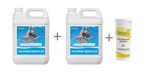 bluewater POOL & SPA CHEMICALS 10kg Stabilised Chlorine Granules + FREE 50 TEST STRIPS