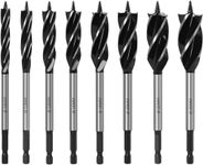 KEWAYO 8Pcs Auger Drill Bit Set Woodworking Drill Bit Set, 10-25mm Four-Slot Four-Edge Auger Drill Bit, Hex Shank Woodworking Drill Bit, for Softwood, Hardwood, Plastic