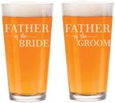 MIP 16 oz Beer Pint Glass Gift Set Of 2 Father Of The Bride & Father Of The Groom
