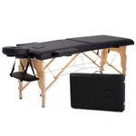 Massage Table 73 inch Bed Table Portable Massage Bed Wood Leg Height Adjustable 2 Folding with Carry Case for SPA Salon Tatoo (Black)