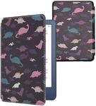 kwmobile Case Compatible with Amazon Kindle (2022/2024) Case - eReader Cover - Dinosaurs Violet/Yellow/Blue