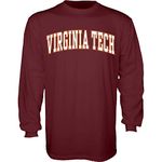 Blue84 NCAA Virginia Tech Hokies Mens Arching Team Color Long Sleeve T Shirt, Virginia Tech Hokies Maroon, Small